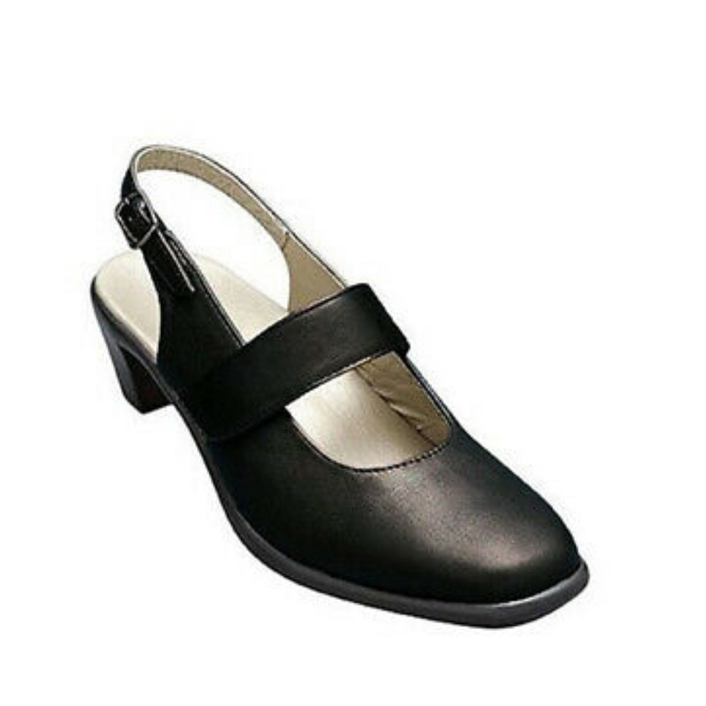 Akaishi‎ Chiyo black leather sling back heels